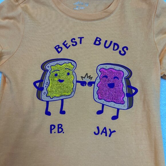Girls BCG Peanut Butter & Jelly PB&J Top Girls Size Med Orange Short Sleeve - Picture 3 of 6